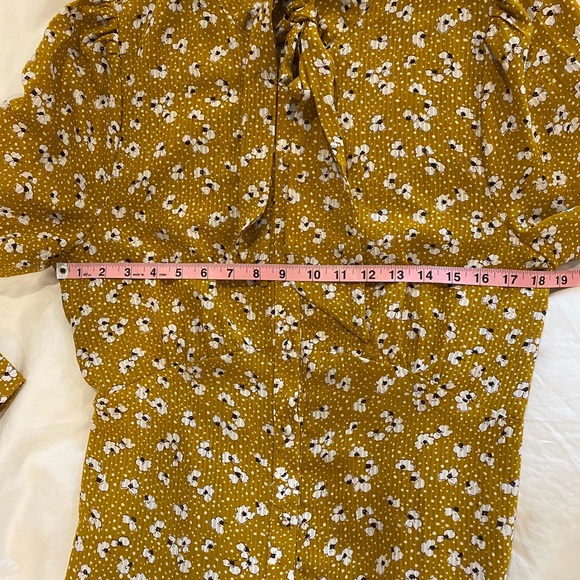 Tie neck mustard yellow floral long sleeved maxi dress - Picture 5 of 10